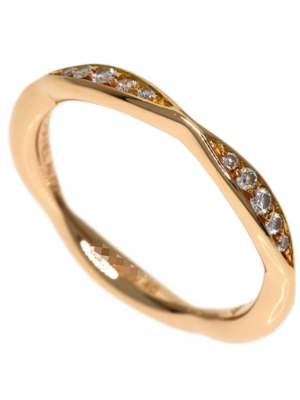 Chanel Camellia Half Diamond 46 Ring 18K Pink Gold